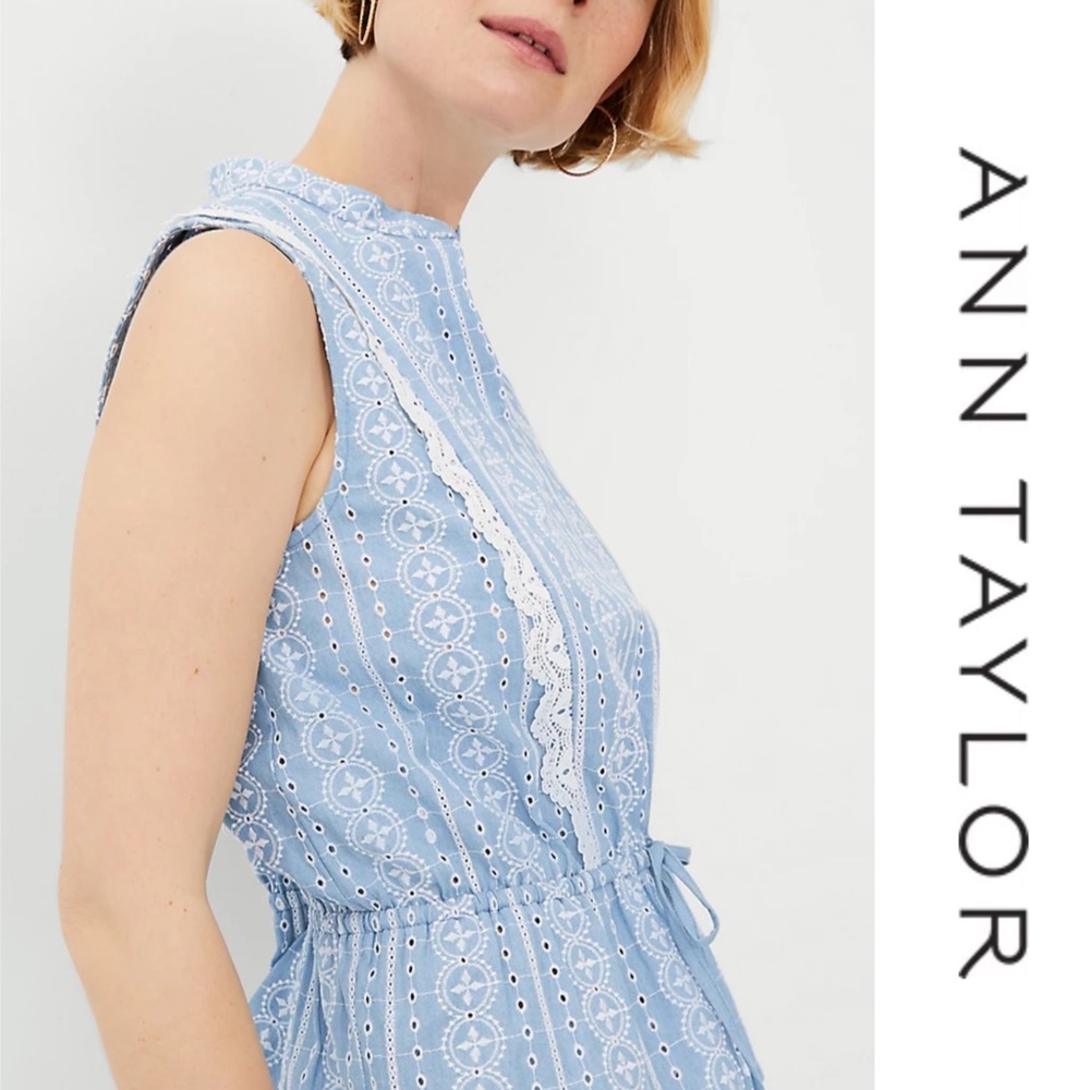 Ann Taylor Chambray Lace Tie Front Top*NWT - Picture 2 of 5